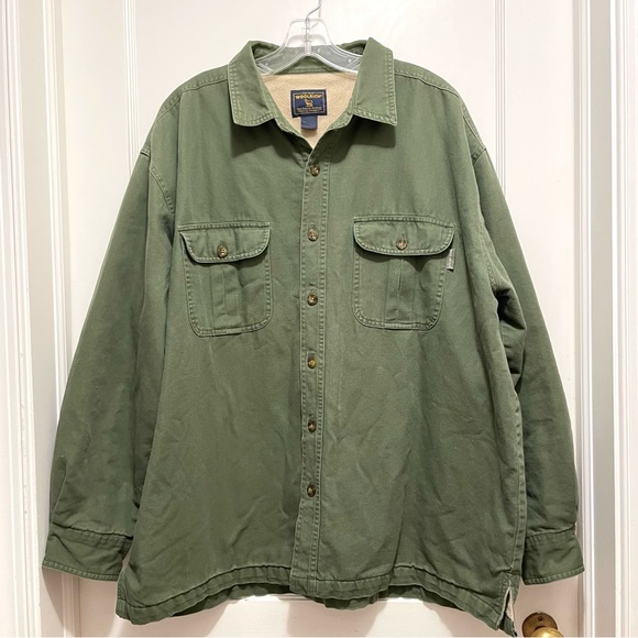 Vintage Woolrich Green Canvas Shirt Jacket, fully lined, XXL. Button-up. - Picture 10 of 14